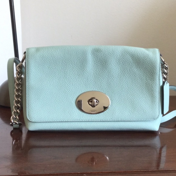 Coach Seaglass (Light green) Pebbled Leather Crosstown Crossbody 53083 $350